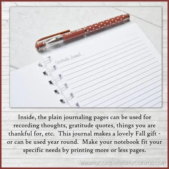 Gratitude Journal {HALF SIZE} PRINTABLE