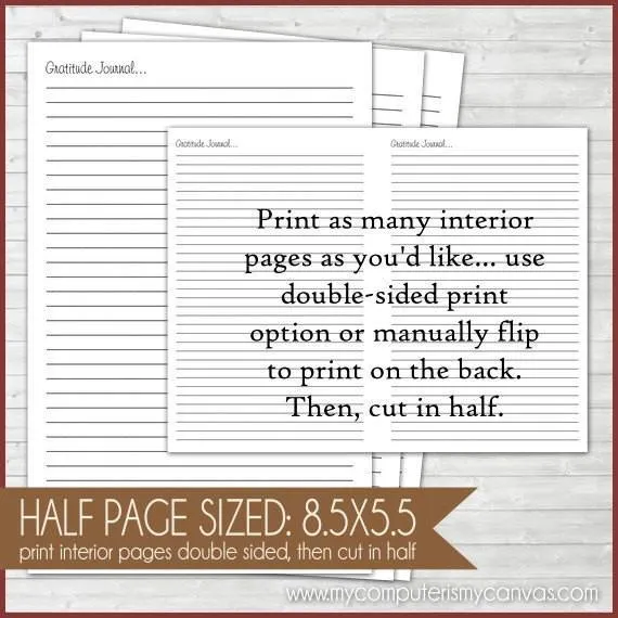 Gratitude Journal {HALF SIZE} PRINTABLE