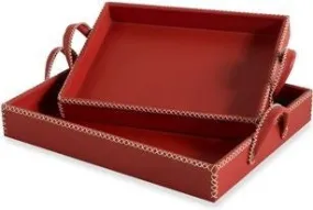 Greer Leather Trays - Burnt Orange