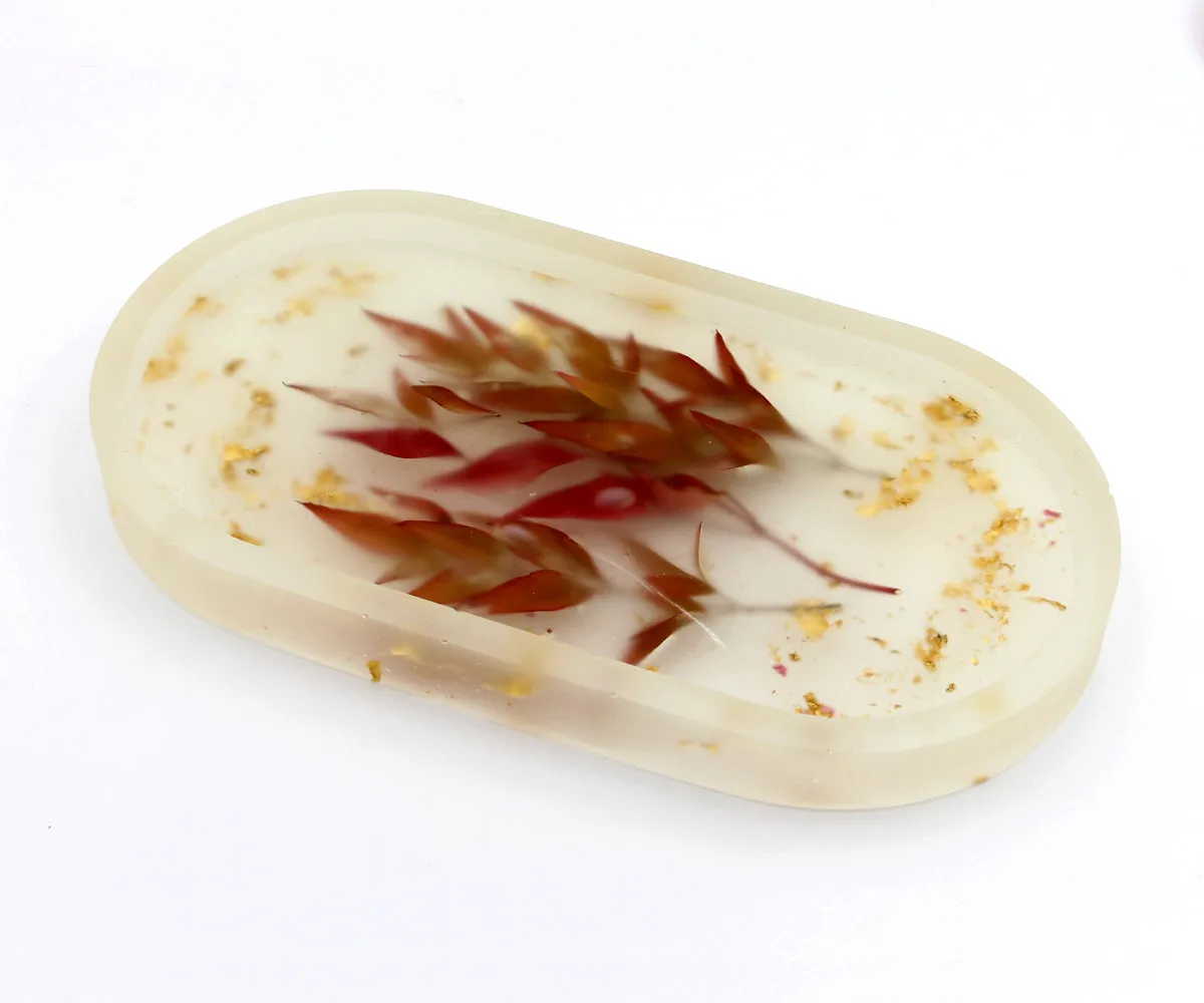 Handmade Red Leaves Floral Resin Trinket Tray