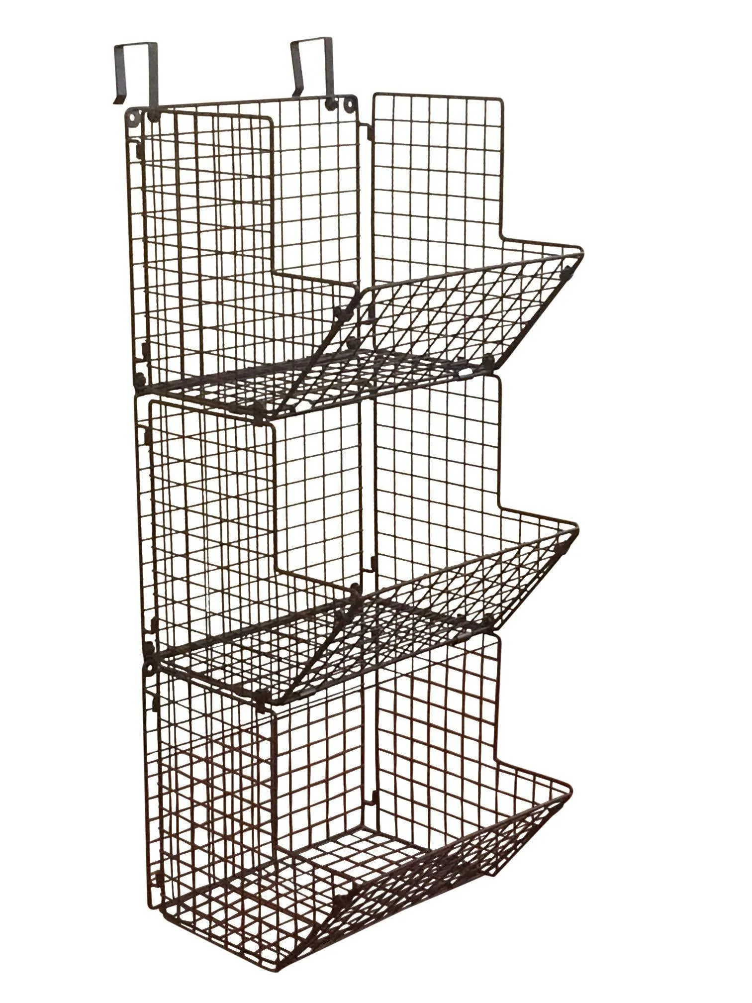 Hanging fruit basket rustic shelves Metal Wire 3 Tier Wall Mounted / over the door organizer Kitchen Fruit Produce Bin Rack Bathroom Towel Baskets fruit stand produce storage rustic decor shabby chic
