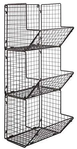 Hanging fruit basket rustic shelves Metal Wire 3 Tier Wall Mounted / over the door organizer Kitchen Fruit Produce Bin Rack Bathroom Towel Baskets fruit stand produce storage rustic decor shabby chic