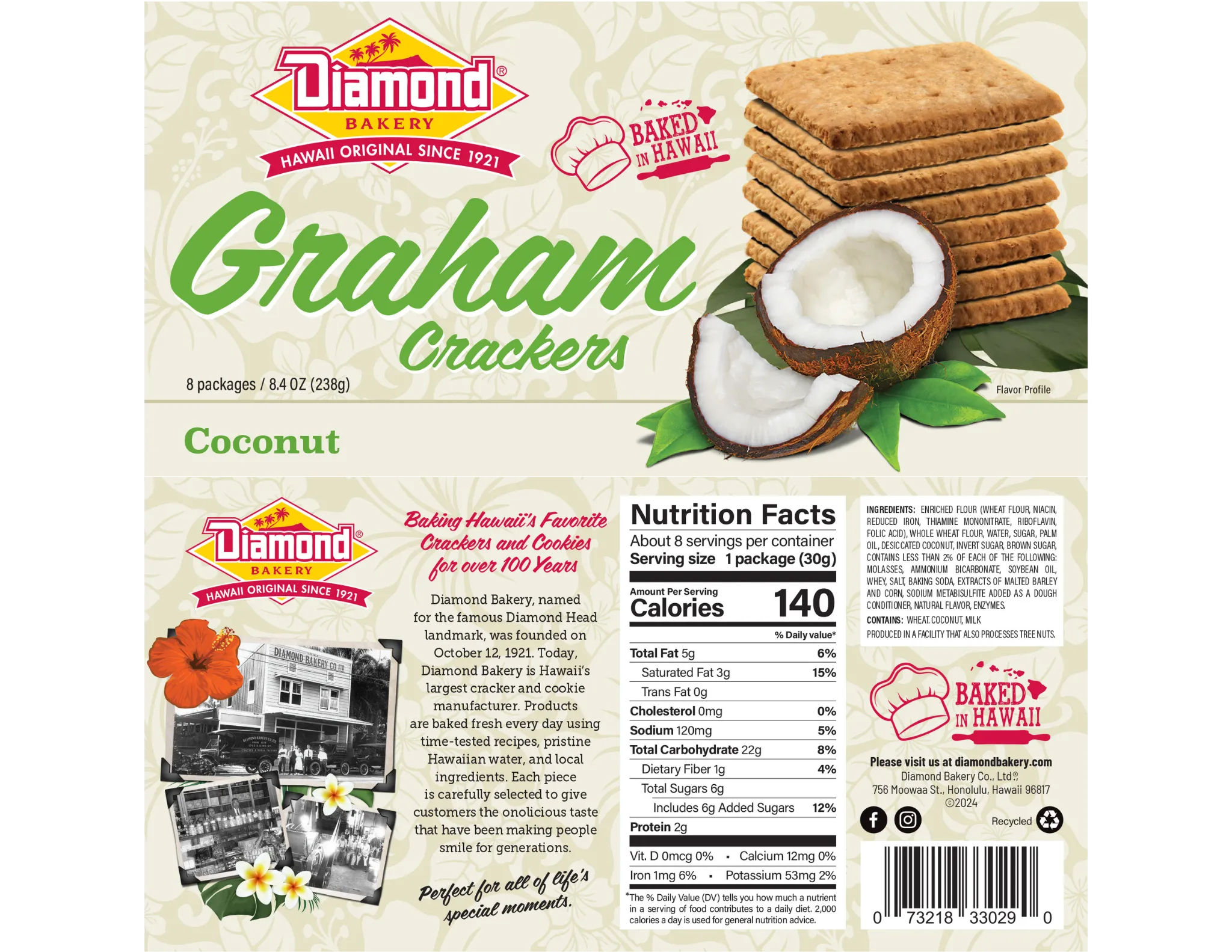 Hawaiian Graham Crackers, Coconut (9.5oz)