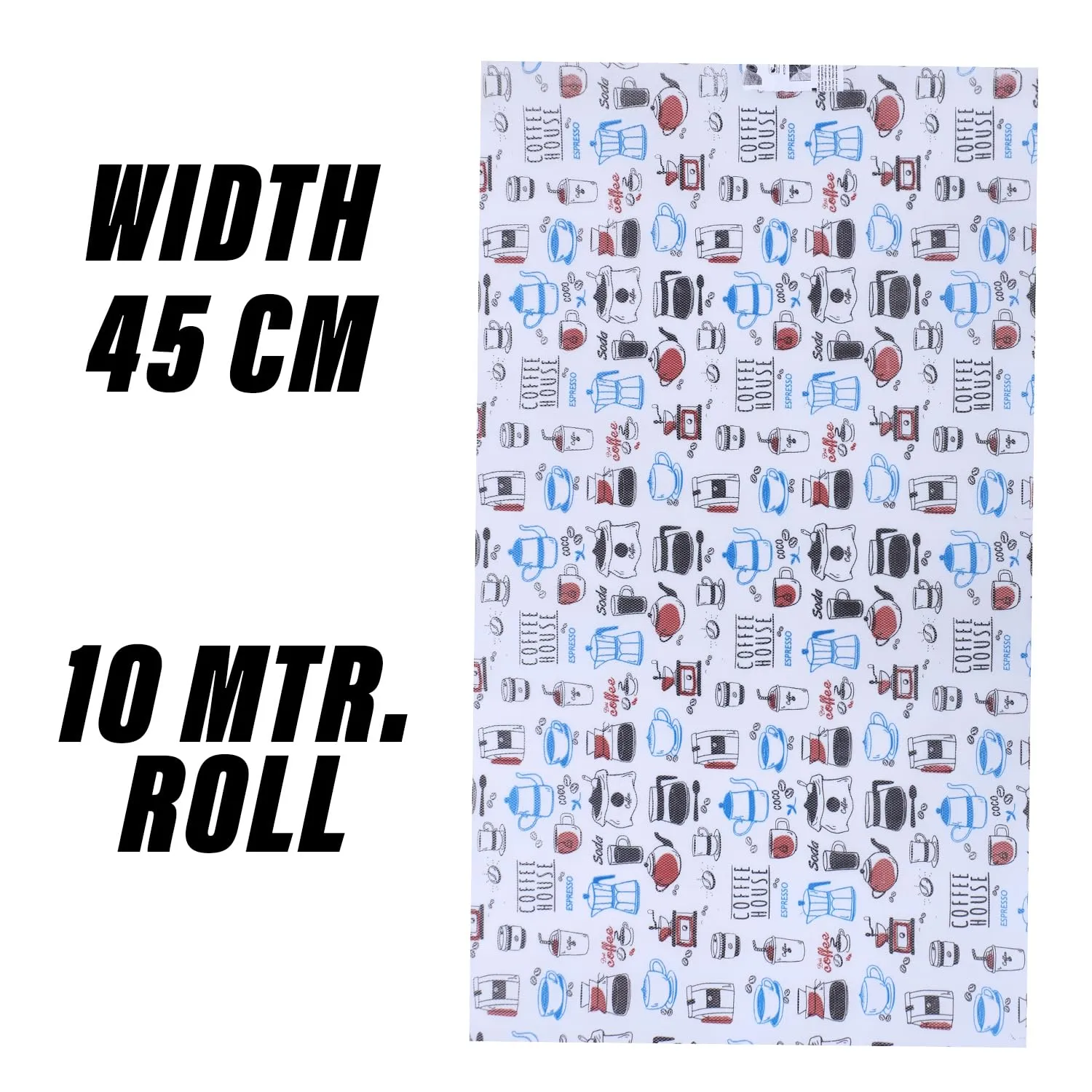 Heart Home Shelf Liner | EVA Kitchen Cabinet Shelf Mat | Anti-Slip Bathroom Mat | Fridge Mat | Blue Coffee house Wardrobe Mat | 10 Meter | White