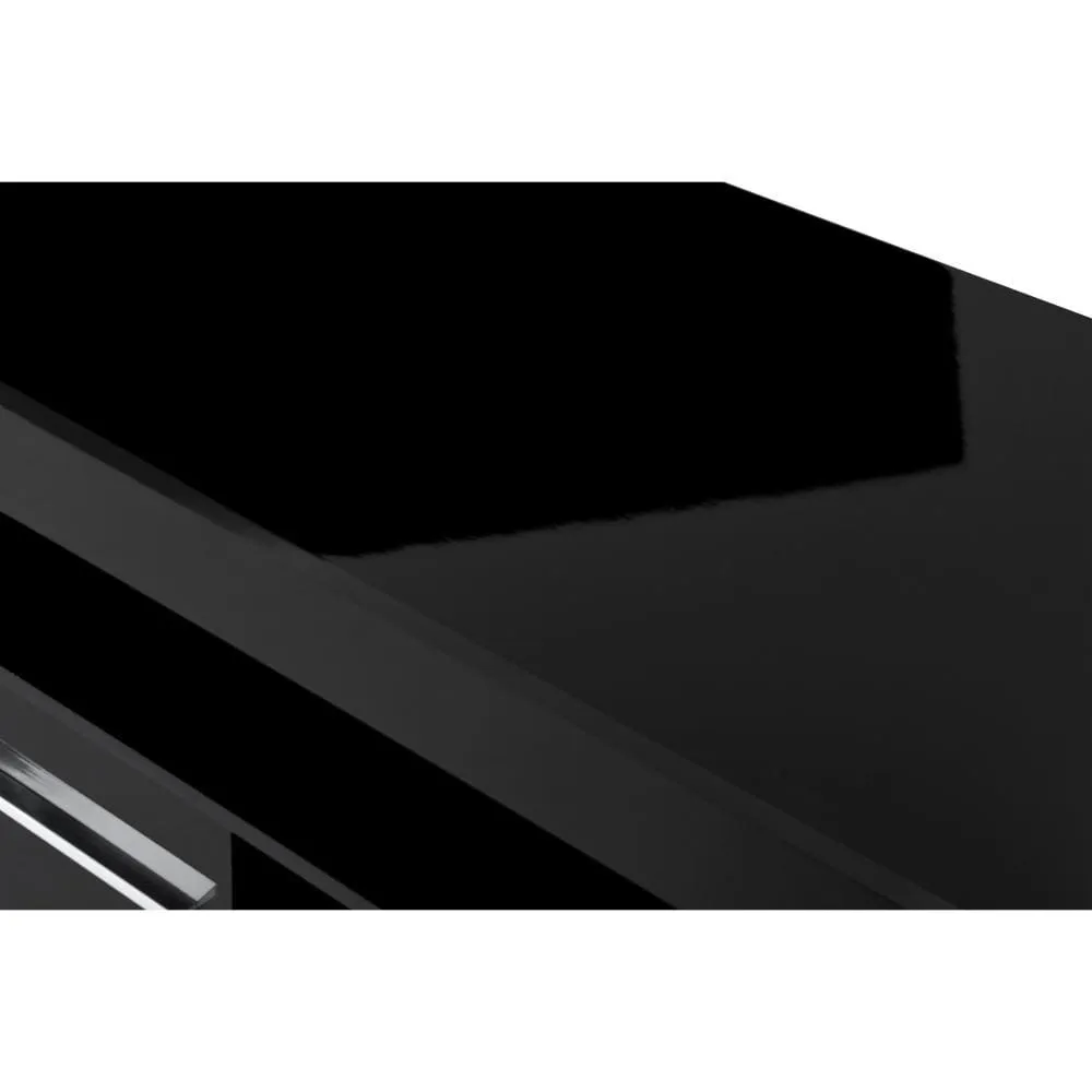 Hud 71 Inch Modern TV Media Entertainment Center Console, 5 Open Compartments, 1 Sliding Door, Black By The Urban Port