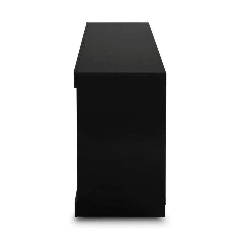 Hud 71 Inch Modern TV Media Entertainment Center Console, 5 Open Compartments, 1 Sliding Door, Black By The Urban Port