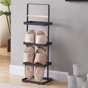 INDIAN DECOR. 29651 Simple Small Home Simple Shoe Rack Save Space Dormitory Slippers Rack Multi-Layer Drain Storage Hanging Shoe Rack (Color : Black)