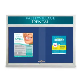 Indoor Bulletin Cork Boards 72" x 30" with Personalized Message Header (2 Sliding Glass Doors)