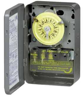 Intermatic T104 Mechanical Timer Switch, 40 A, 208/277 V, 3 W, 24 hr Time Setting, 12 On/Off Cycles Per Day Cycle :EA: QUANTITY: 1