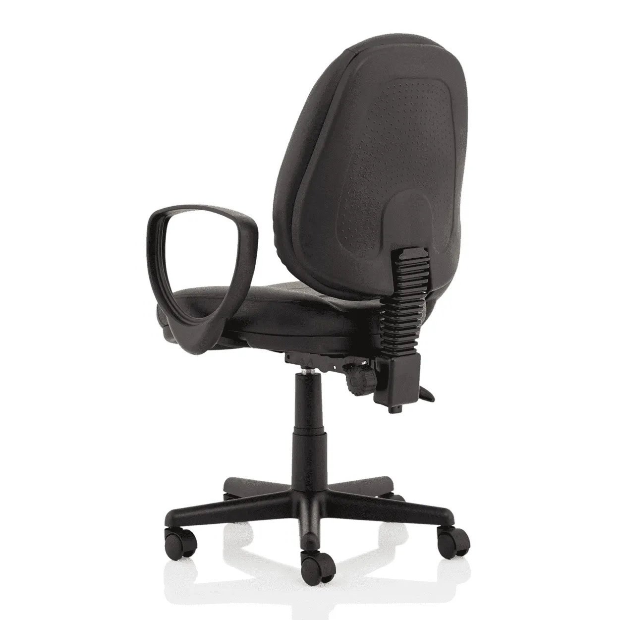Jackson Medium Back Black Leather Task Operator Office Chair - Soft Bonded Leather, Adjustable Arms, 120kg Capacity, 8hr Usage, 2Yr Mechanism Guarantee