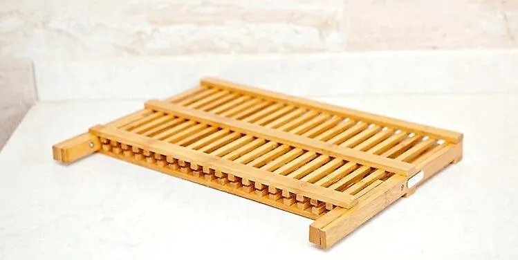 Kitchen Cabinets Folding Rack Double Layers Dishes Drainer