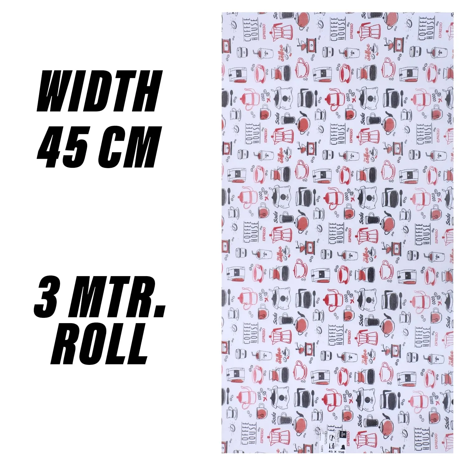 Kuber Industries Shelf Liner | EVA Kitchen Cabinet Shelf Mat | Anti-Slip Bathroom Mat | Fridge Mat | Red Coffee house Wardrobe Mat | 3 Meter | Pack of 2 | White