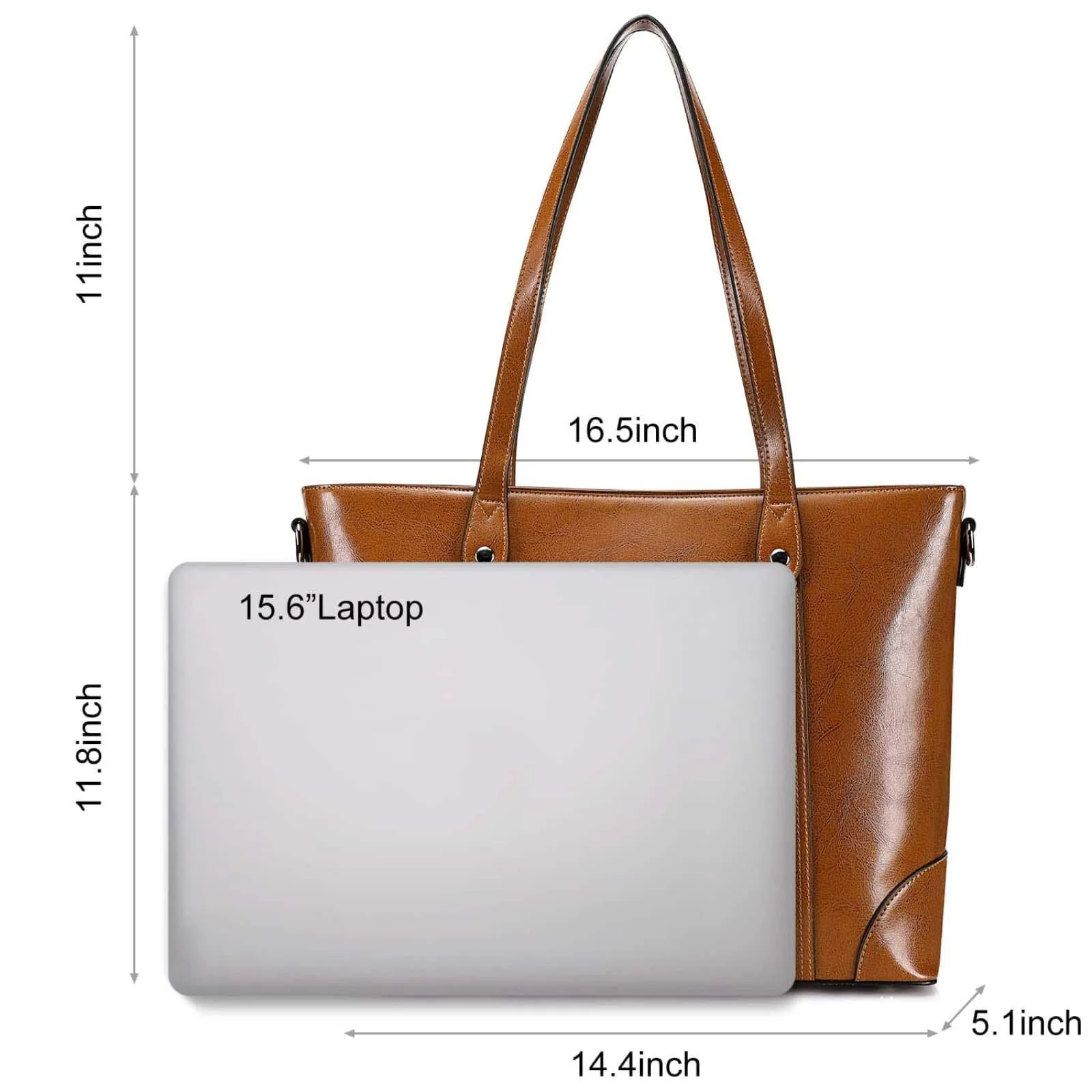 Leather Laptop Tote Handbag for Women