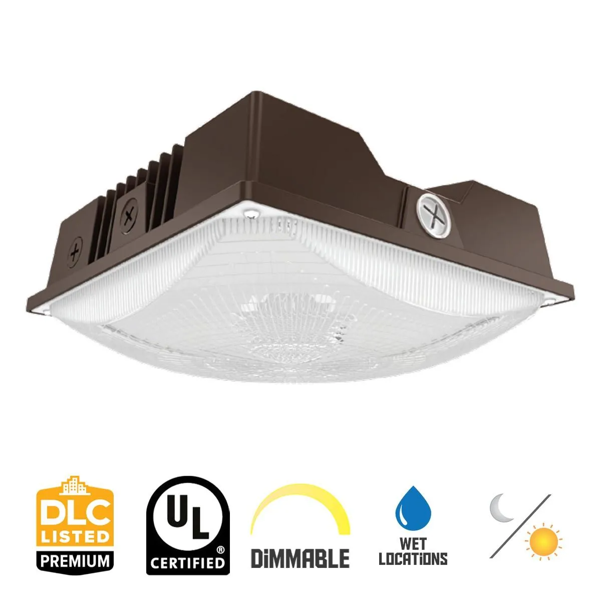 LED Parking Garage Light With Photocell, 8400 Lumens, 40/60 Watts, 30K/40K/50K, 120-277V
