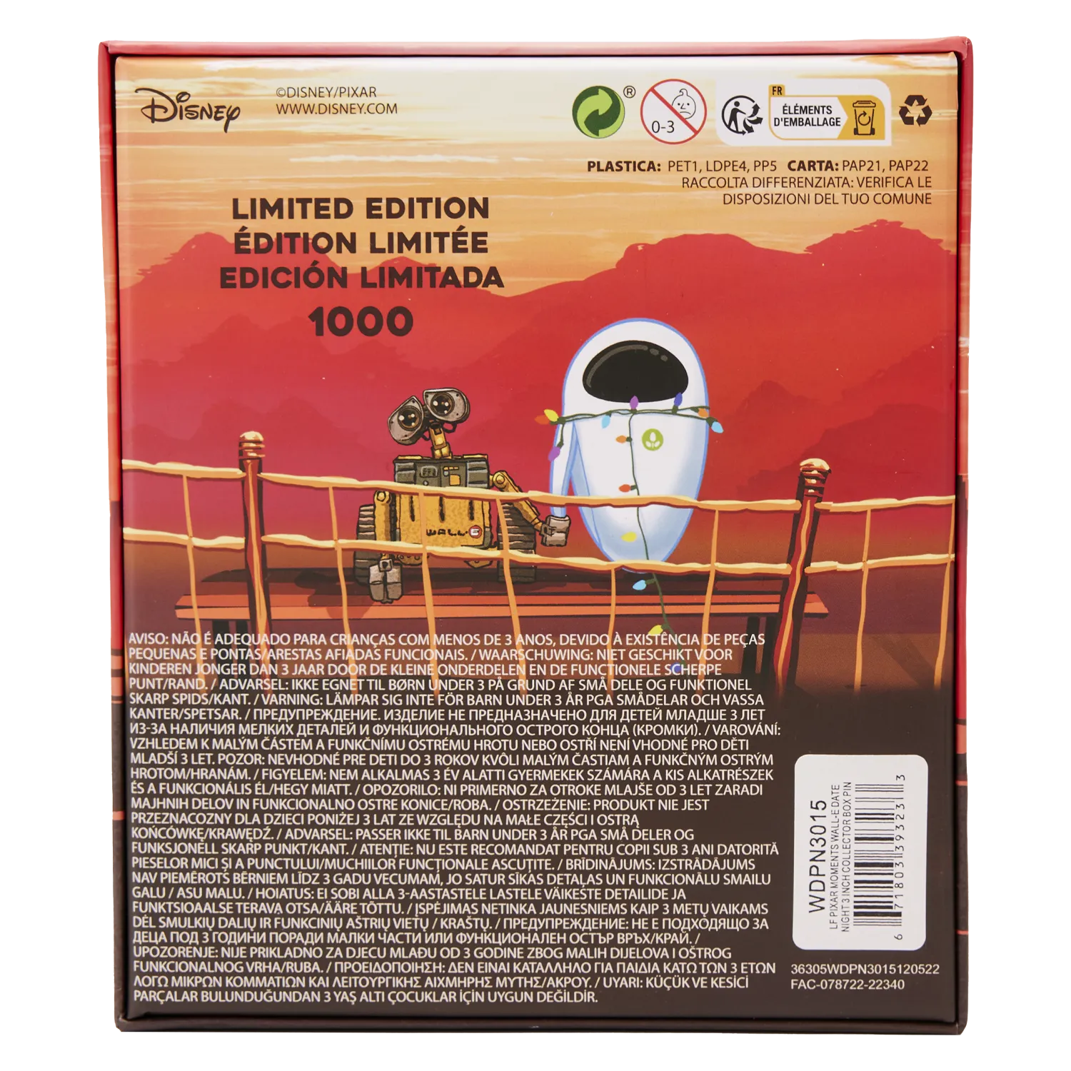 LF Pixar Moments Wall-E Date Night 3 Inch Collector Box Pin
