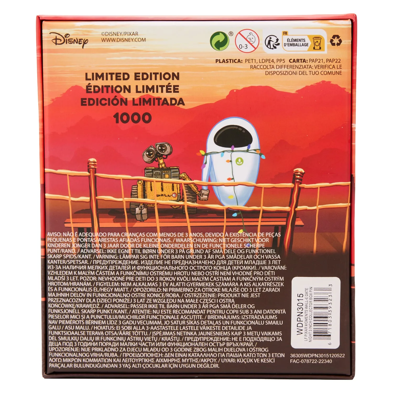 LF Pixar Moments Wall-E Date Night 3 Inch Collector Box Pin