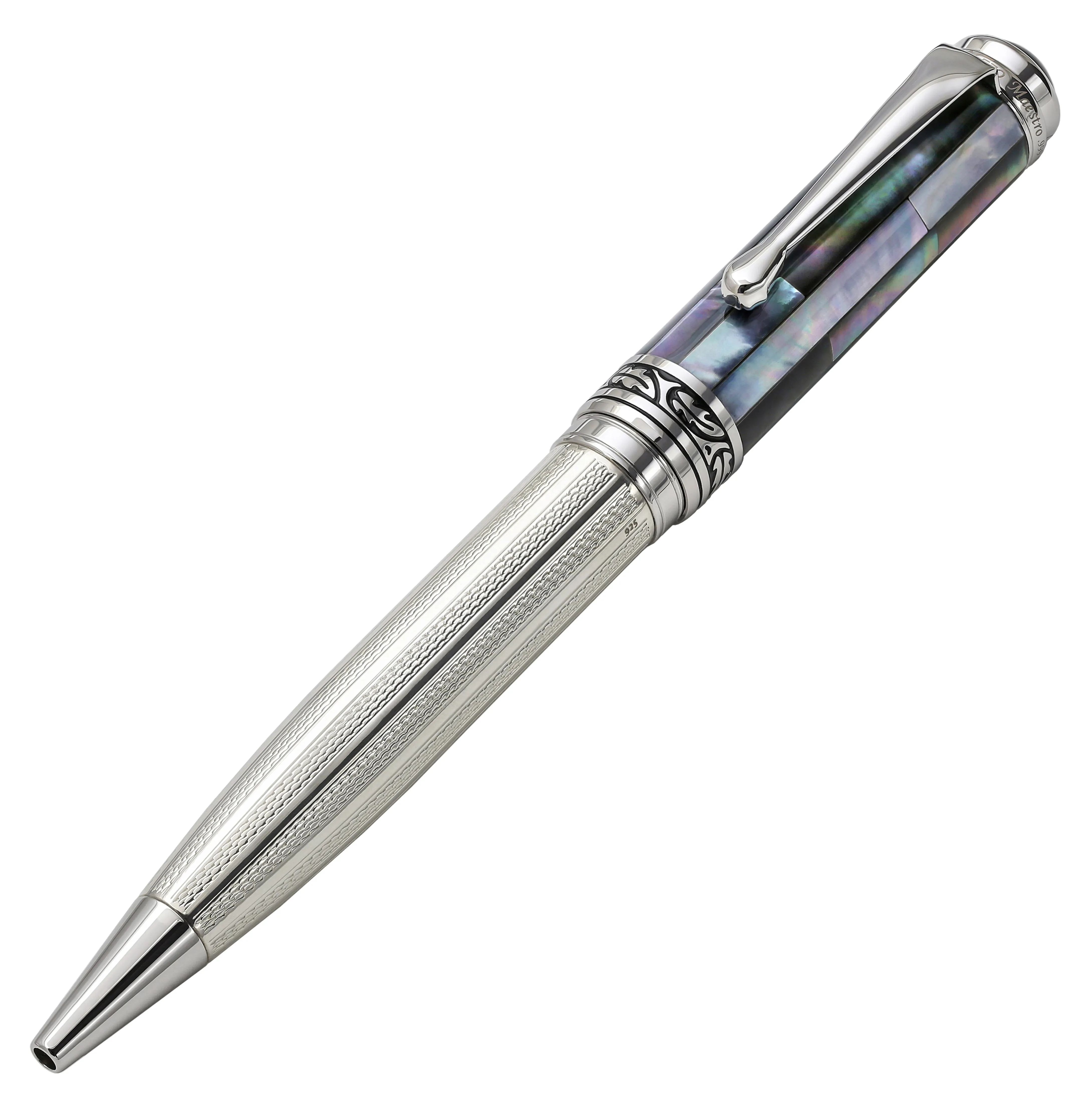 Maestro® 925 Sterling Silver Ballpoint Pen - Black Mother of Pearl Cap