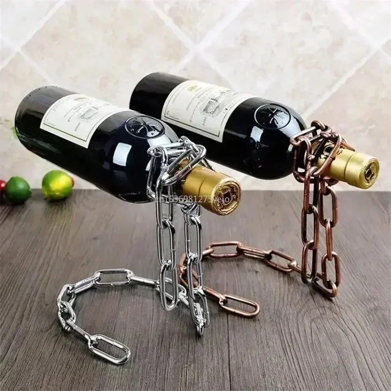 Magical Suspension iron Chain Wine Bottle Rack