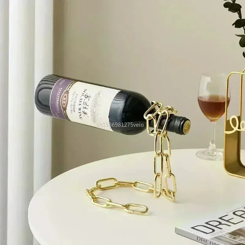 Magical Suspension iron Chain Wine Bottle Rack