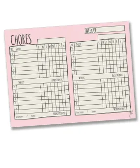 Magnetic Chore Chart for Multiple Kids - Sketch Design Pink