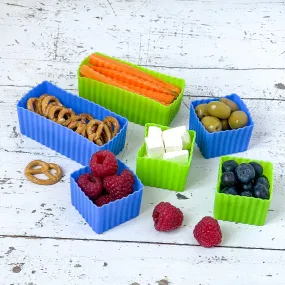 Mini Silicone Bento Cup Set of 6 - Green Blue