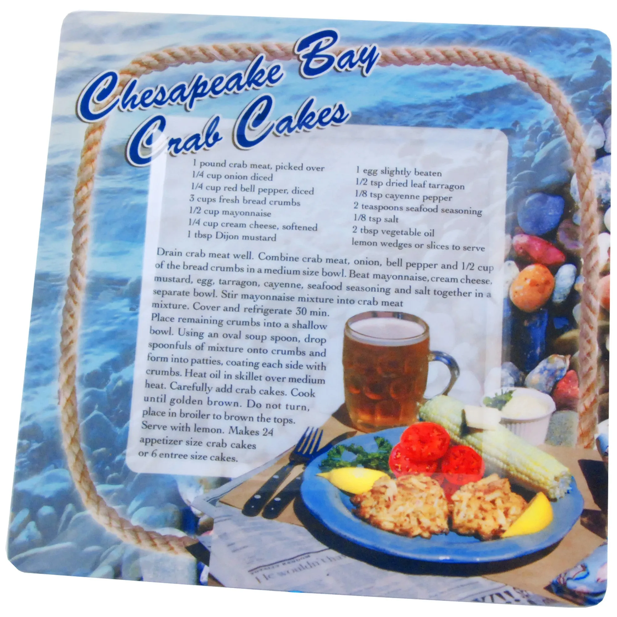MTCB3 Melamine Snack Tray Chesapeake Bay Crab Cakes