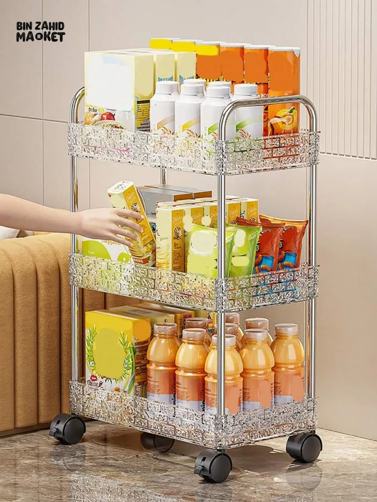 MULTIPLE LAYERS ACRYLIC MADE STORAGE CART WITH WHEELS