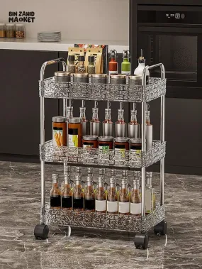 MULTIPLE LAYERS ACRYLIC MADE STORAGE CART WITH WHEELS