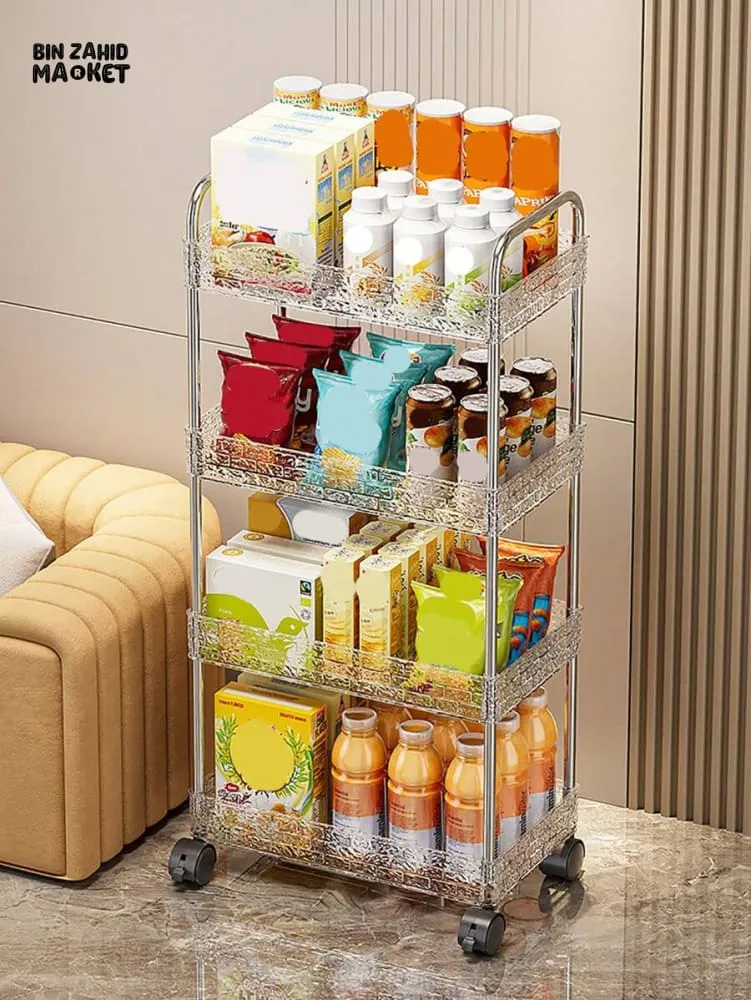 MULTIPLE LAYERS ACRYLIC MADE STORAGE CART WITH WHEELS