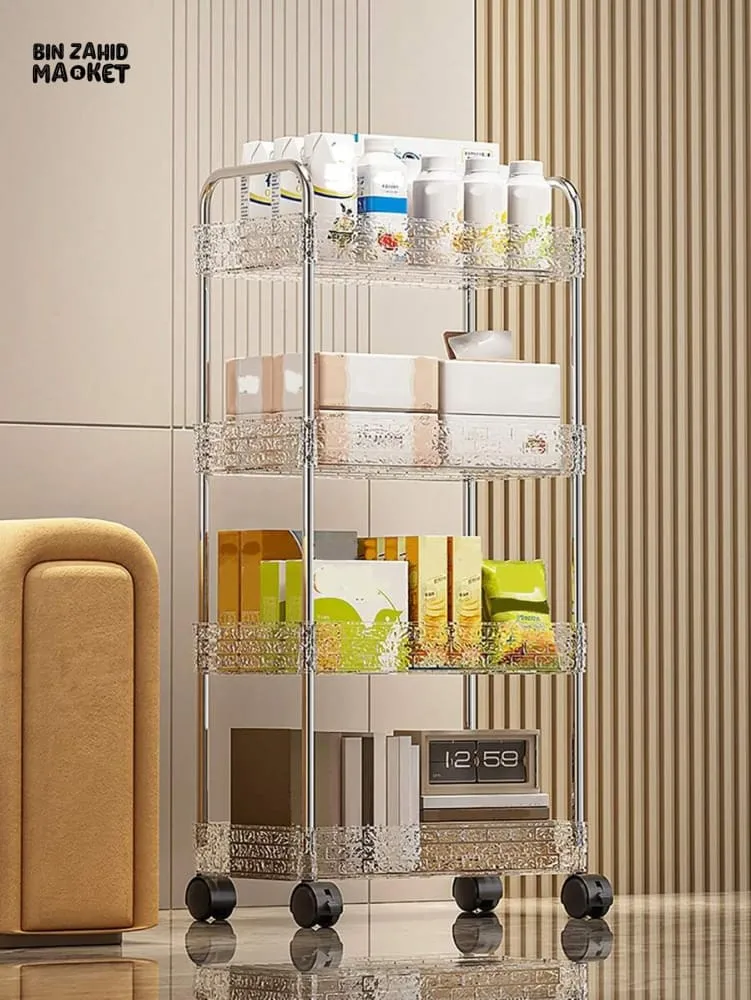 MULTIPLE LAYERS ACRYLIC MADE STORAGE CART WITH WHEELS