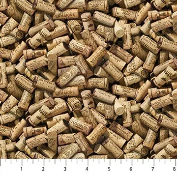 Northcott Fabric Corks Beige, Life Happens Wine Helps Collection by Ellen and Clark Studio DP24564-12
