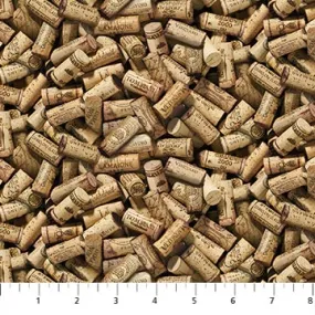 Northcott Fabric Corks Beige, Life Happens Wine Helps Collection by Ellen and Clark Studio DP24564-12