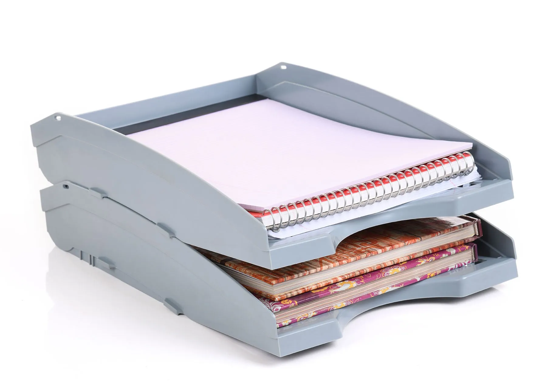 Office Plastic Desk Letter Tray (2 Pack) - Stackable