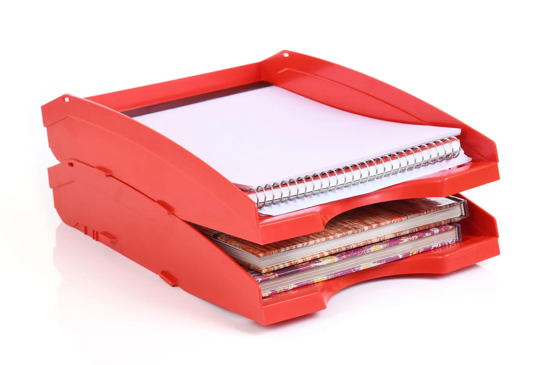 Office Plastic Desk Letter Tray (2 Pack) - Stackable