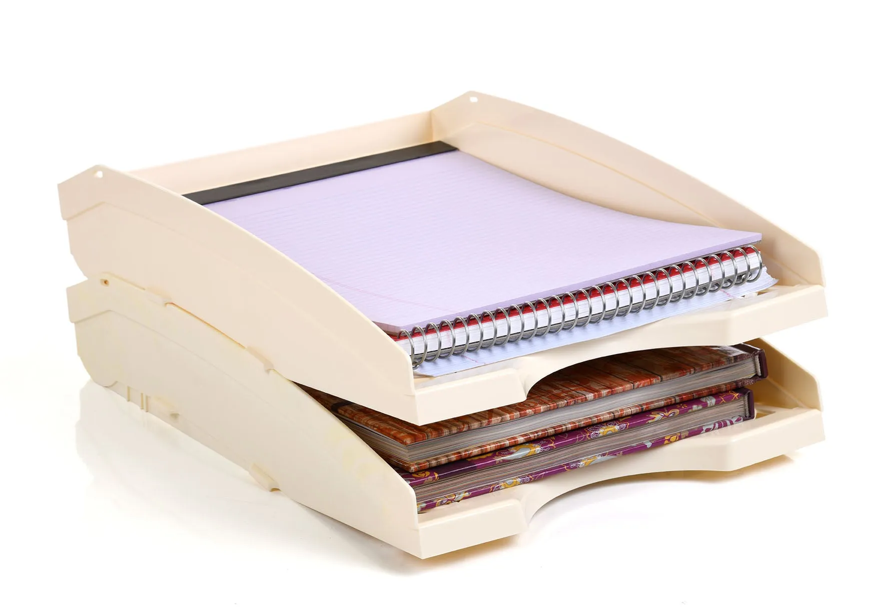 Office Plastic Desk Letter Tray (2 Pack) - Stackable