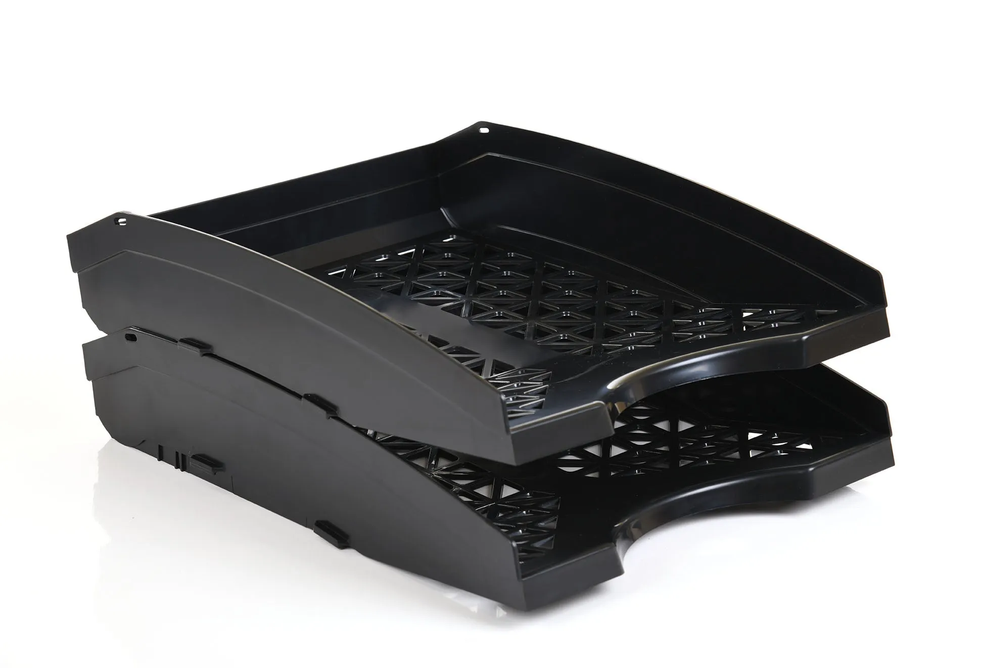 Office Plastic Desk Letter Tray (2 Pack) - Stackable