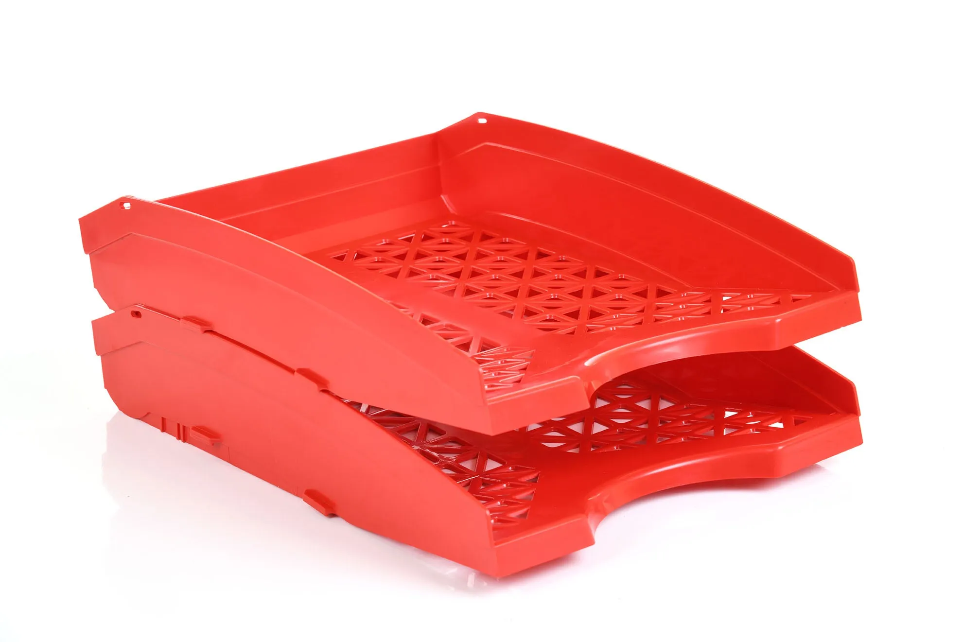 Office Plastic Desk Letter Tray (2 Pack) - Stackable