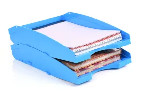 Office Plastic Desk Letter Tray (2 Pack) - Stackable