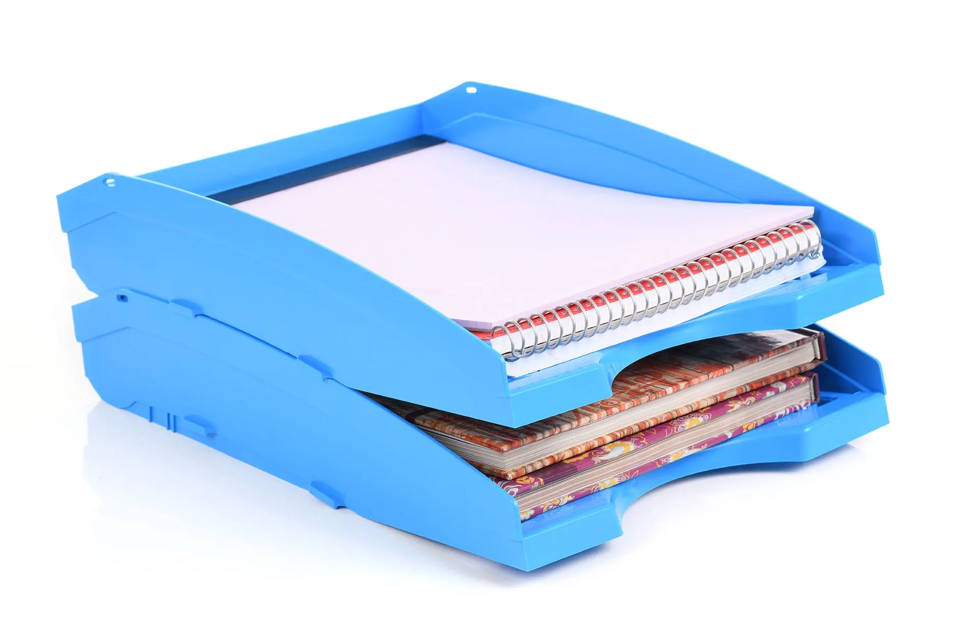 Office Plastic Desk Letter Tray (2 Pack) - Stackable