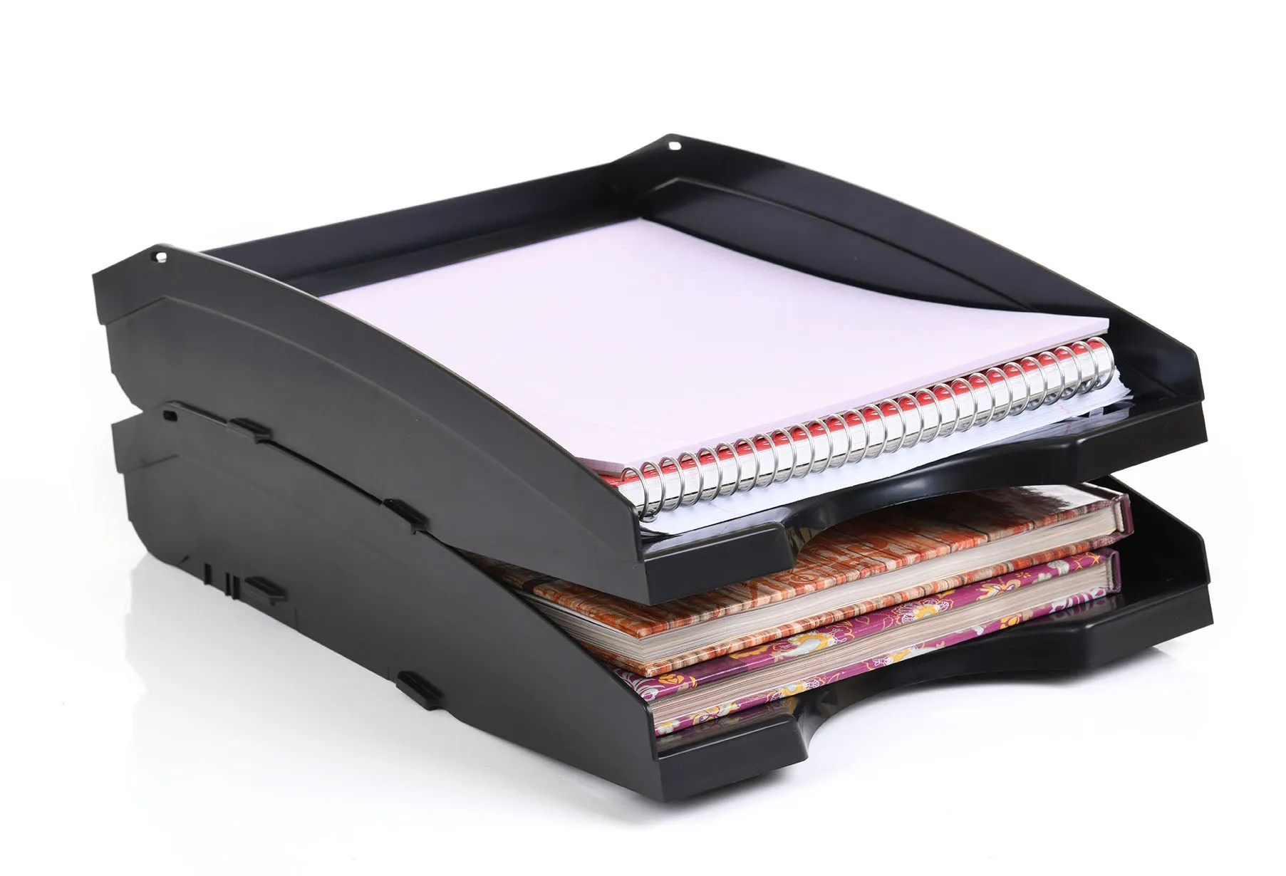 Office Plastic Desk Letter Tray (2 Pack) - Stackable