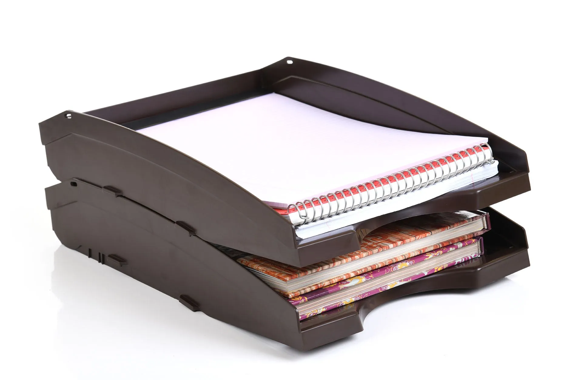 Office Plastic Desk Letter Tray (2 Pack) - Stackable