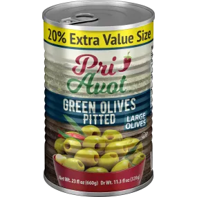 Olives | Green Pitted 17-20 | 23 oz | Pri-Avot
