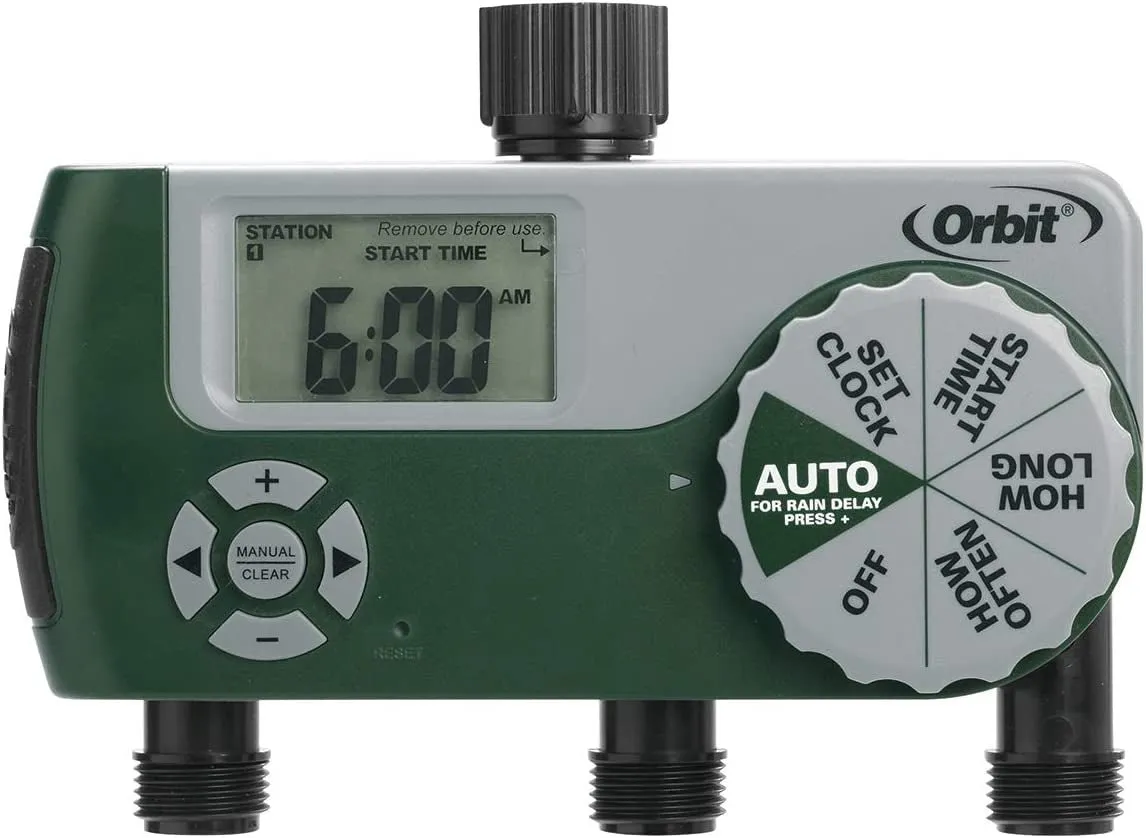 Orbit 56082 3-Outlet Hose Watering Timer, Green