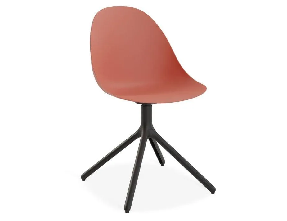 Pebble Chair Coral with Shell Seat - Sled Stackable Base - White