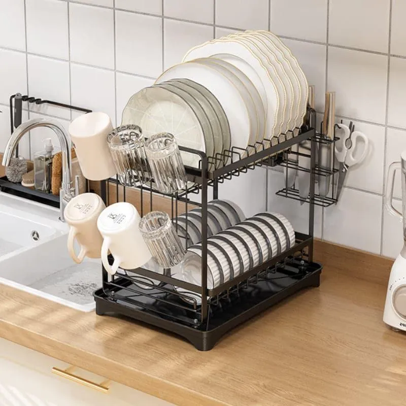 Plate Parade Double Dish Rack - Black