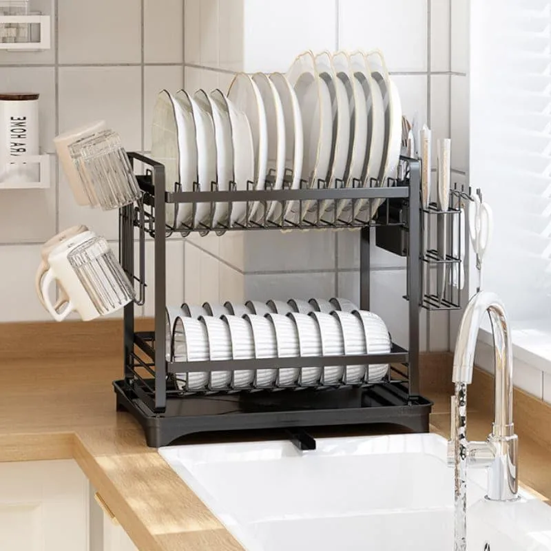 Plate Parade Double Dish Rack - Black