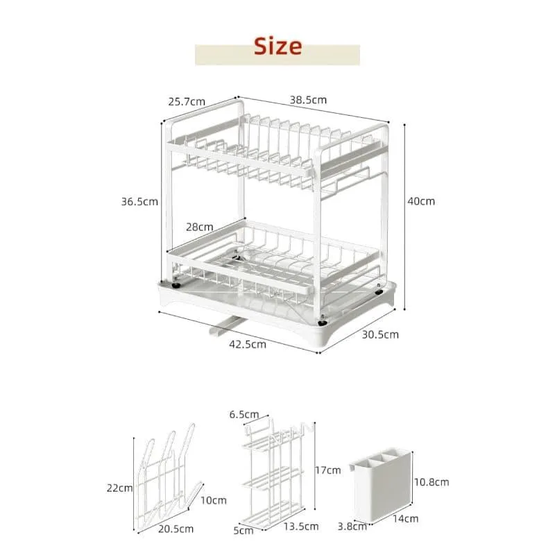 Plate Parade Double Dish Rack - White