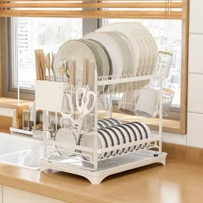 Plate Parade Double Dish Rack - White