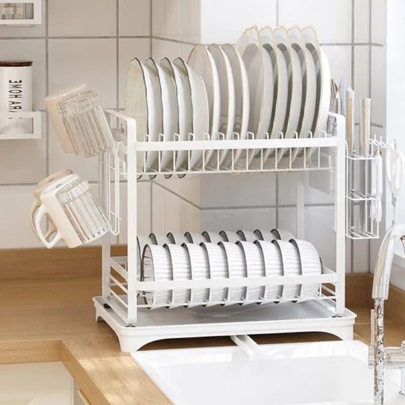 Plate Parade Double Dish Rack - White
