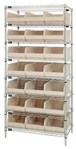 Quantum WR8-425 Wire Shelving System with 8 Shelves, 12" x 36" x 74"